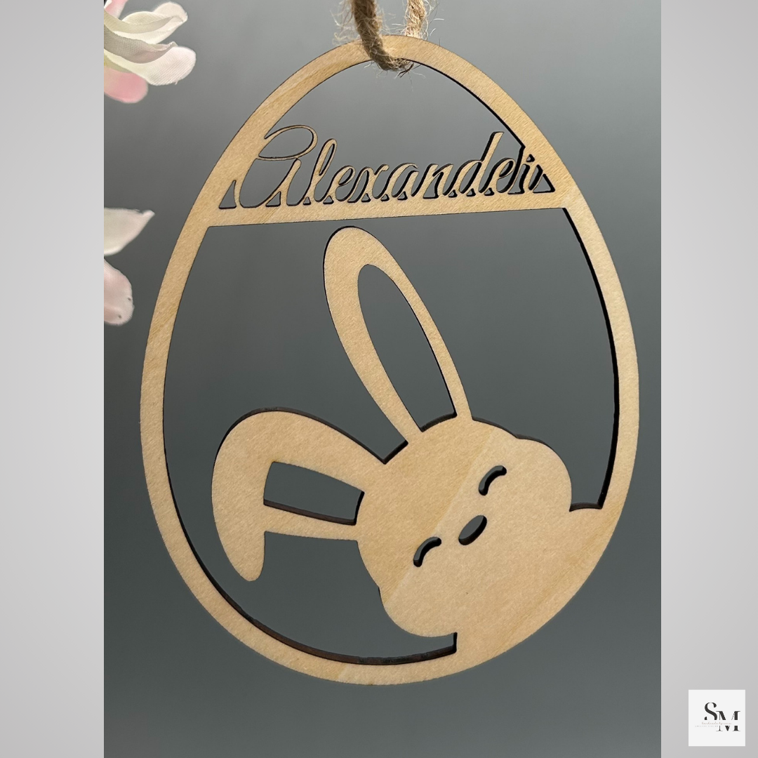 Personalisierte Osterdeko aus Holz - Motiv: Hase - Anhänger mit Namen - Ostern - Holzanhänger - Osterkorb - Oster-Anhänger - Osternest - Ostergeschenk