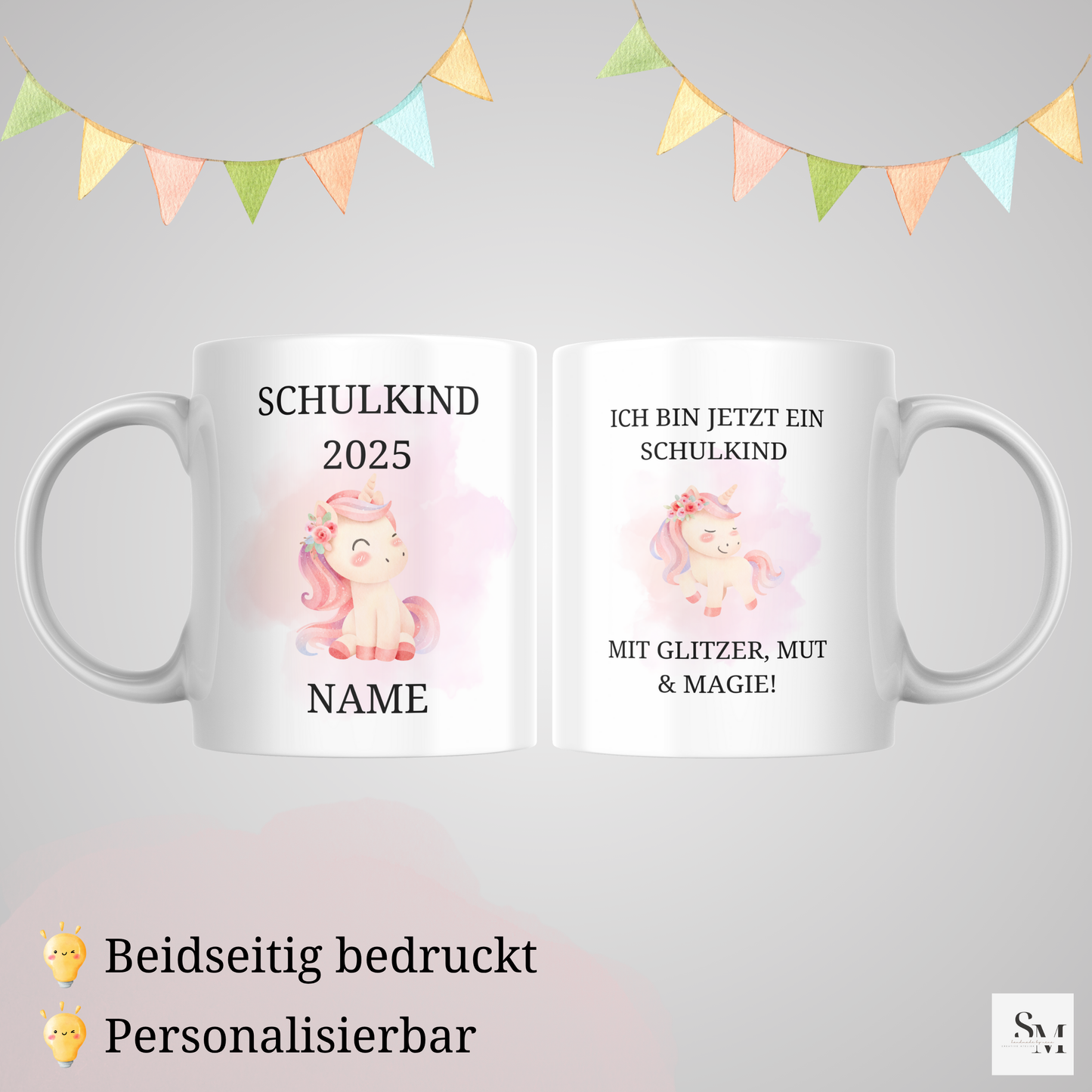 Personalisierte Tasse Einschulung 2025 mit - Einhorn & Name | Geschenk Schulanfang | Mädchen | Junge | Schultßte | Schulkind | Keramiktasse