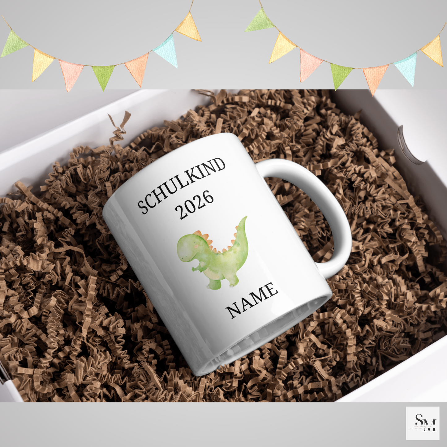 Personalisierte Tasse Einschulung 2026 - Dino | Geschenk Schulkind | Junge | Mädchen | Keramiktasse Schultßte | Einschulungsgeschenk