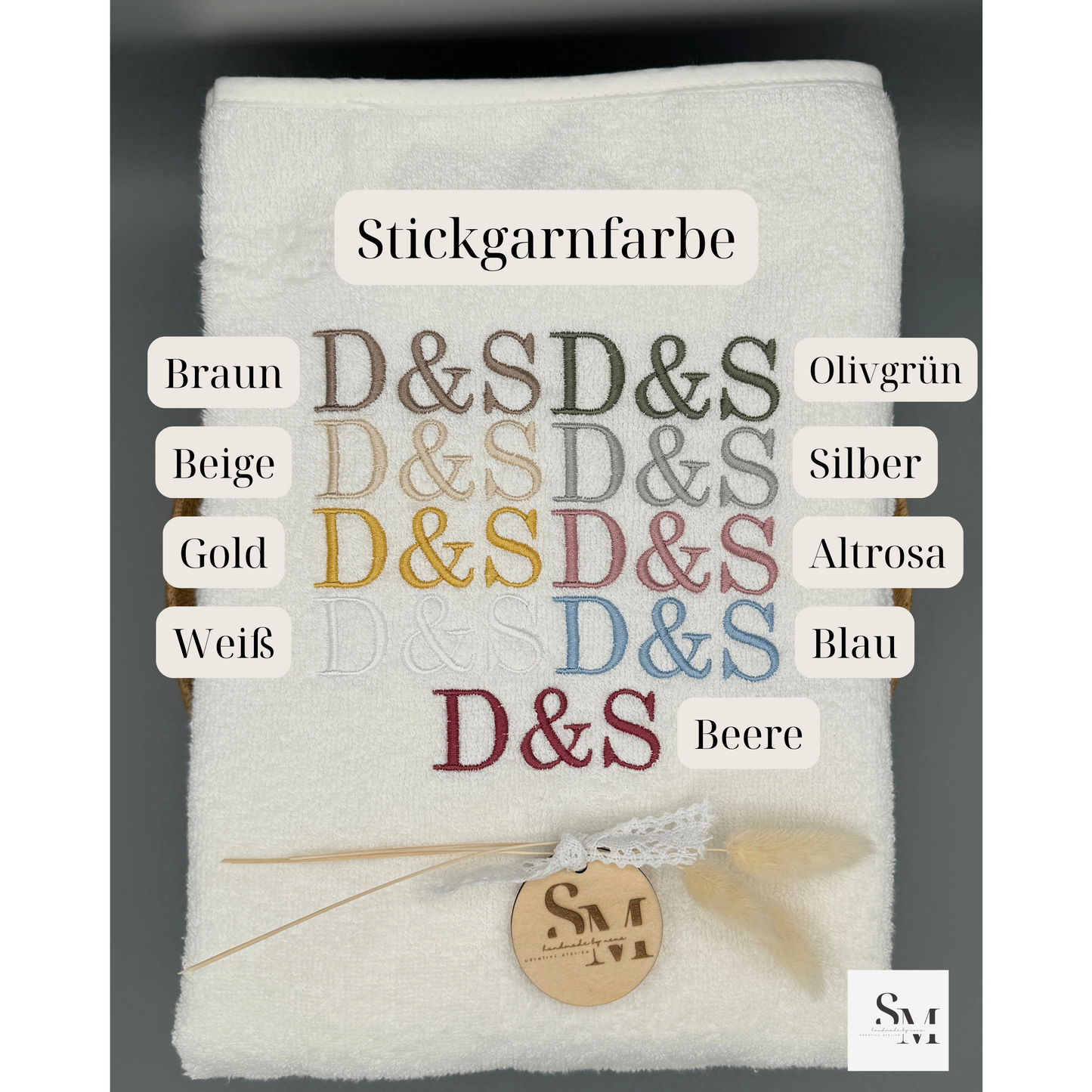 Personalisiertes Handtuch oder Gästehandtuch | Bestickt mit Monogramm oder Initialen | Perfekt für Geburtstag | Hochzeit | Einzug | Weihnachten | 30 x 50 cm oder 50 x 100 cm