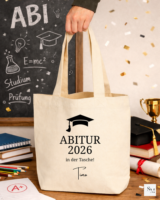 Abitur Geschenk 2026 | Personalisierter Canva Stoffbeutel | "Abitur 2026 in der Tasche!" | Abschluss Geschenk | Glückwunsch Abi | Jutebeutel