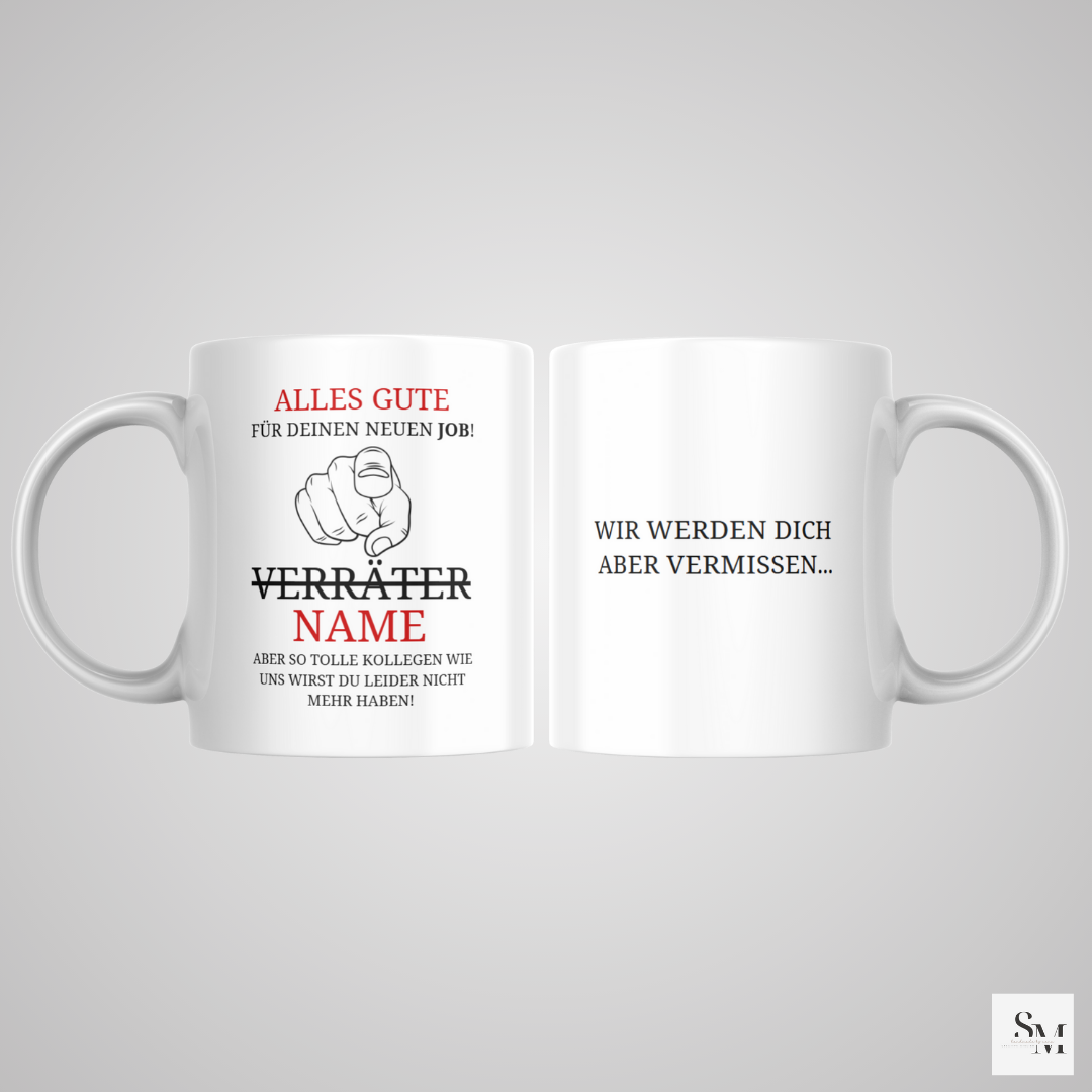 Personalisierte Tasse | Geschenk zum Abschied für Kollegen | Finger | Abschiedsgeschenk | Verabschiedung | Ruhestand | Arbeitskollege