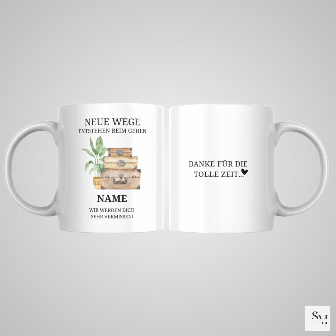 Personalisierte Tasse | Geschenk zum Abschied für Kollegen | Neue Wege | Abschiedsgeschenk | Verabschiedung | Ruhestand | Arbeitskollege