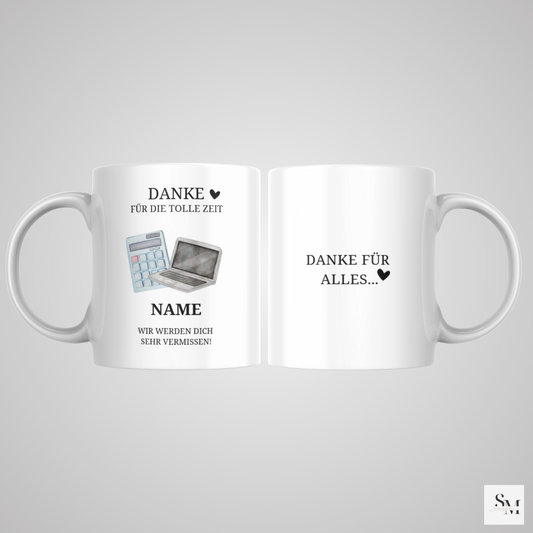 Personalisierte Tasse | Geschenk zum Abschied für Kollegen | Danke | Abschiedsgeschenk | Verabschiedung | Ruhestand | Arbeitskollege