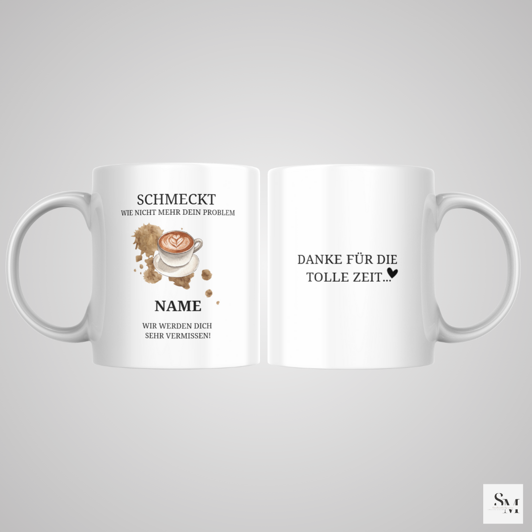 Personalisierte Tasse | Geschenk zum Abschied für Kollegen | Kaffee | Abschiedsgeschenk | Verabschiedung | Ruhestand | Arbeitskollege