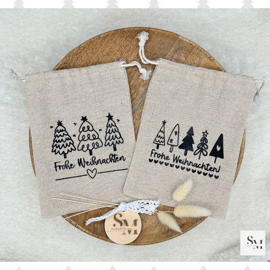 Kleine Weihnachtsgeschenksäckchen "Frohe Weihnachten" - Perfekt für kleine Weihnachtsgeschenke - 2 Stück