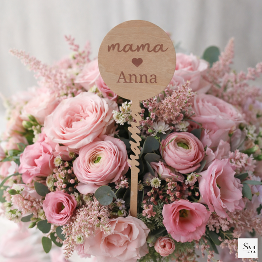 Blumenstecker aus Holz | Deko für Blumenstrauß & Topfpflanze | Geschenkstecker | Geschenk für Mama u Oma zum Muttertag | Dekostecker | Herz