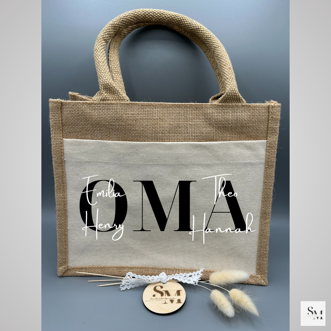 Personalisierte Jutetasche Oma mit Enkel | Markttasche | Geschenk an Oma | Muttertag | Geschenk für Oma | Individuelle Geschenke | Tasche