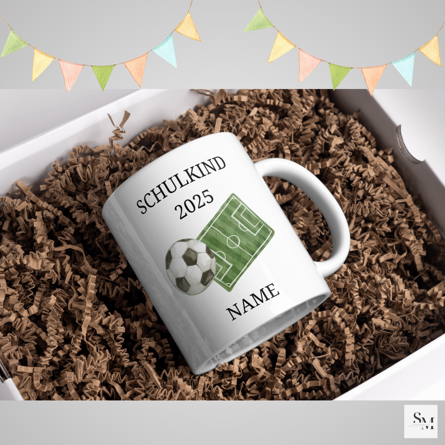 Personalisierte Tasse Einschulung 2025 - Fußball | Geschenk Schulkind | Junge | Mädchen | Keramiktasse Schultüte | Einschulungsgeschenk