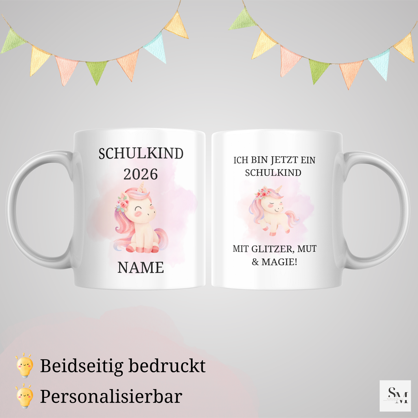Personalisierte Tasse Einschulung 2025 mit - Einhorn & Name | Geschenk Schulanfang | Mädchen | Junge | Schultüte | Schulkind | Keramiktasse