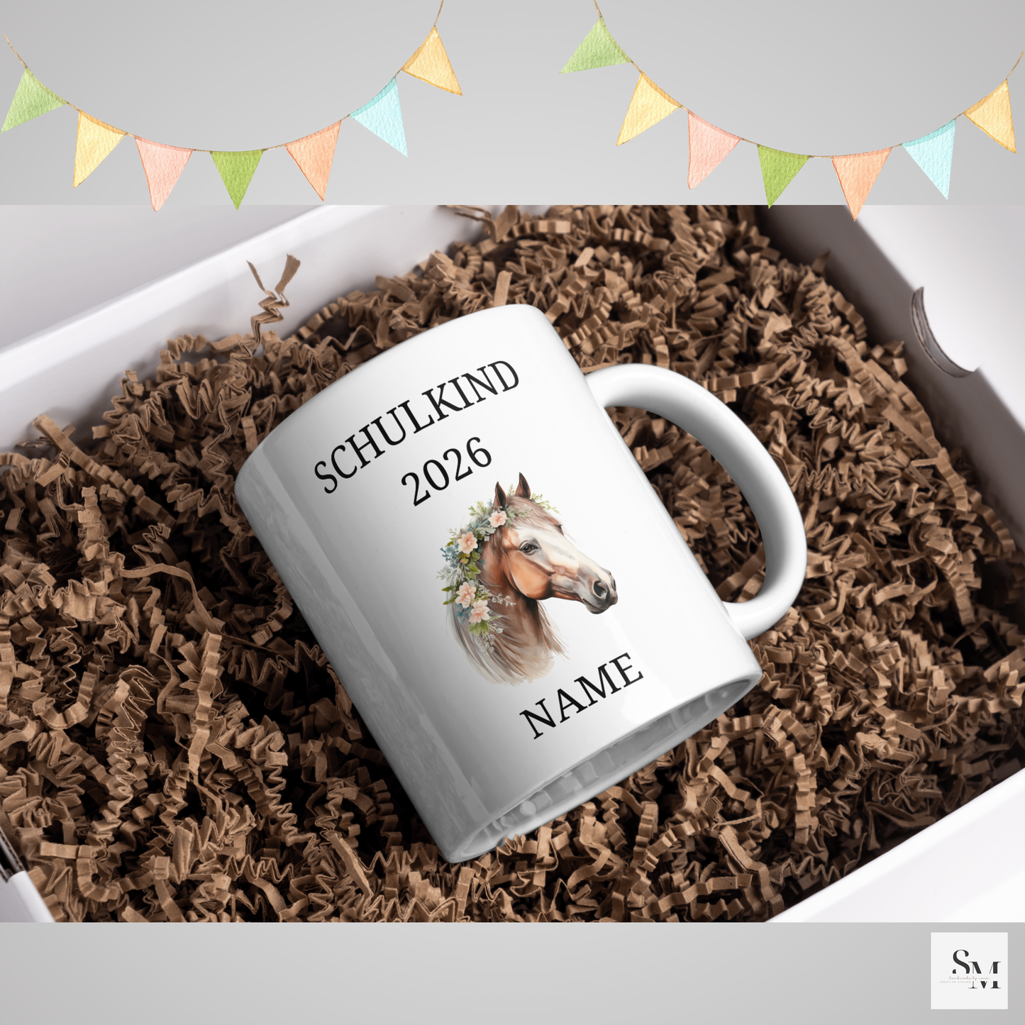 Personalisierte Tasse Einschulung 2026 - Pferd | Geschenk Schulkind | Junge | Mädchen | Keramiktasse Schultüte | Einschulungsgeschenk