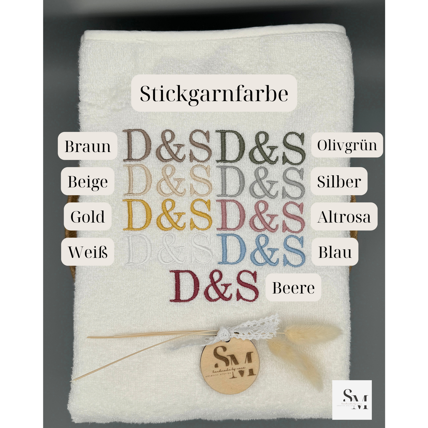 Personalisiertes Handtuch | Bestickt mit Monogramm oder Initialen | Perfekt für Geburtstag | Hochzeit | Einzug | Weihnachten | 50 x 100 cm