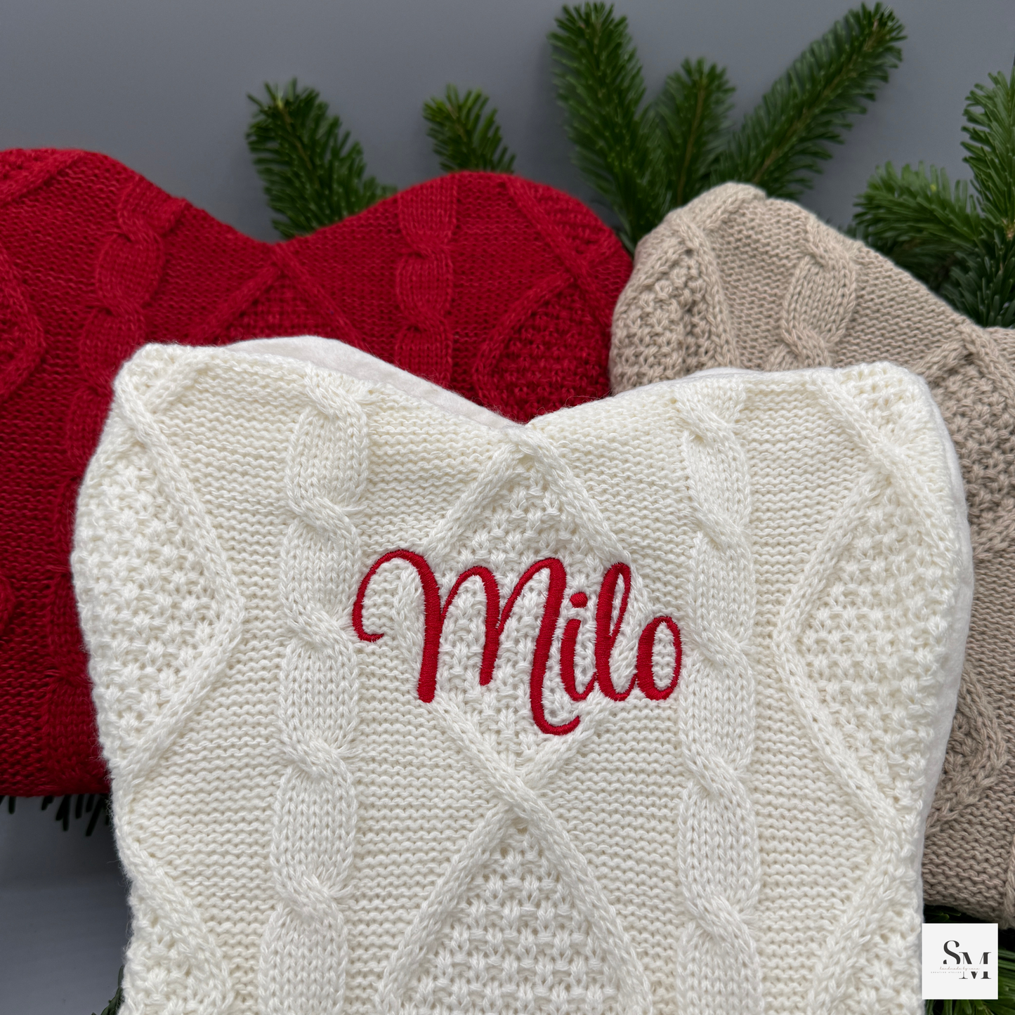 Personalisierte Knochen Weihnachtsstrümpfe | Gestickte Hundeknochen Strümpfe mit Name | Knochenförmige Hundesocken für Hunde | Weihnachten