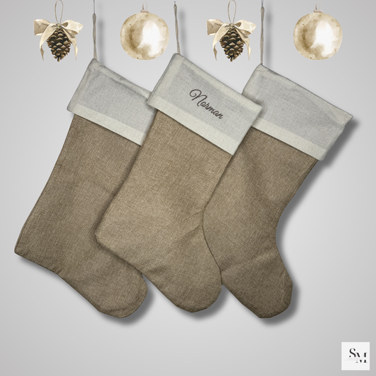 Personalisierte Nikolaussocke aus Jute | Weihnachtsstrumpf mit Namen bestickt | Nikolausstiefel zum Befüllen | Weihnachtsgeschenk Kinder