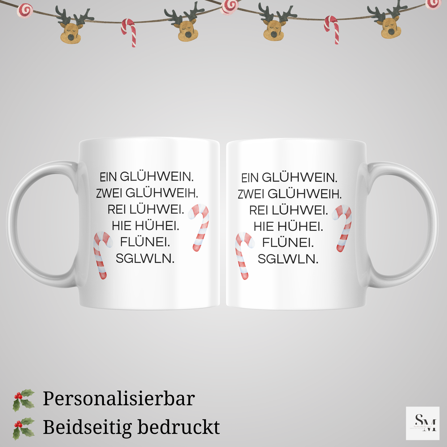 Ein Zwei Drei Glühwein Tasse | Weihnachtsmotiv Becher für Glühwein & Heiße Schokolade | Geschenkidee Weihnachten | Nikolaus | Kaffee Tasse