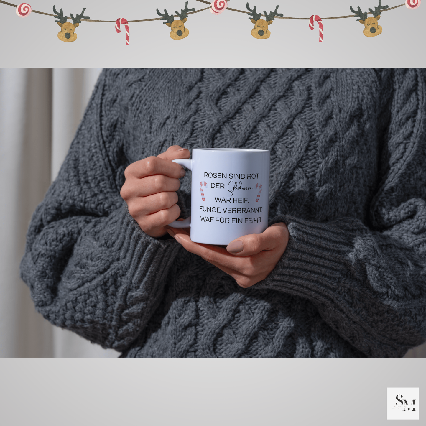 Rosen Sind Rot - Glühwein Tasse | Weihnachtsmotiv Becher für Glühwein & Heiße Schokolade | Geschenkidee Weihnachten | Nikolaus | Kaffeetasse