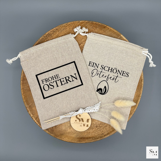 2 Stück - Ostersäckchen | Osterbeutel | "Frohe Ostern" | Geschenksäckchen | Perfekt für kleine Geschenke | Osterkörbchen | Osternest
