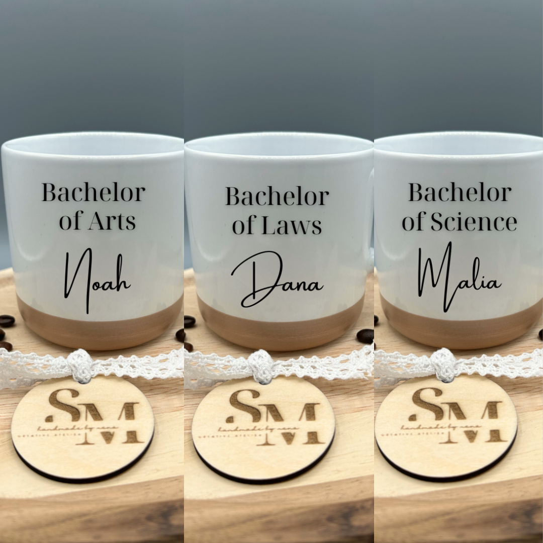 Personalisierte Tasse | Geschenk für Bachelor of Arts / Laws / Science | Graduation | Abschluss Uni | Abschluss bestanden | Becher | Keramik