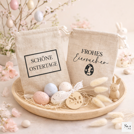 2 Stück - Ostersäckchen | Osterbeutel | "Schöne Ostertage" | Geschenksäckchen | Perfekt für kleine Geschenke | Osterkörbchen | Osternest