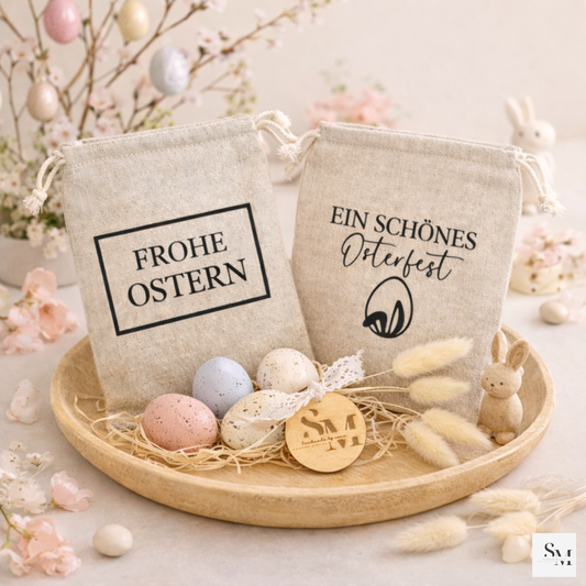 2 Stück - Ostersäckchen | Osterbeutel | "Frohe Ostern" | Geschenksäckchen | Perfekt für kleine Geschenke | Osterkörbchen | Osternest