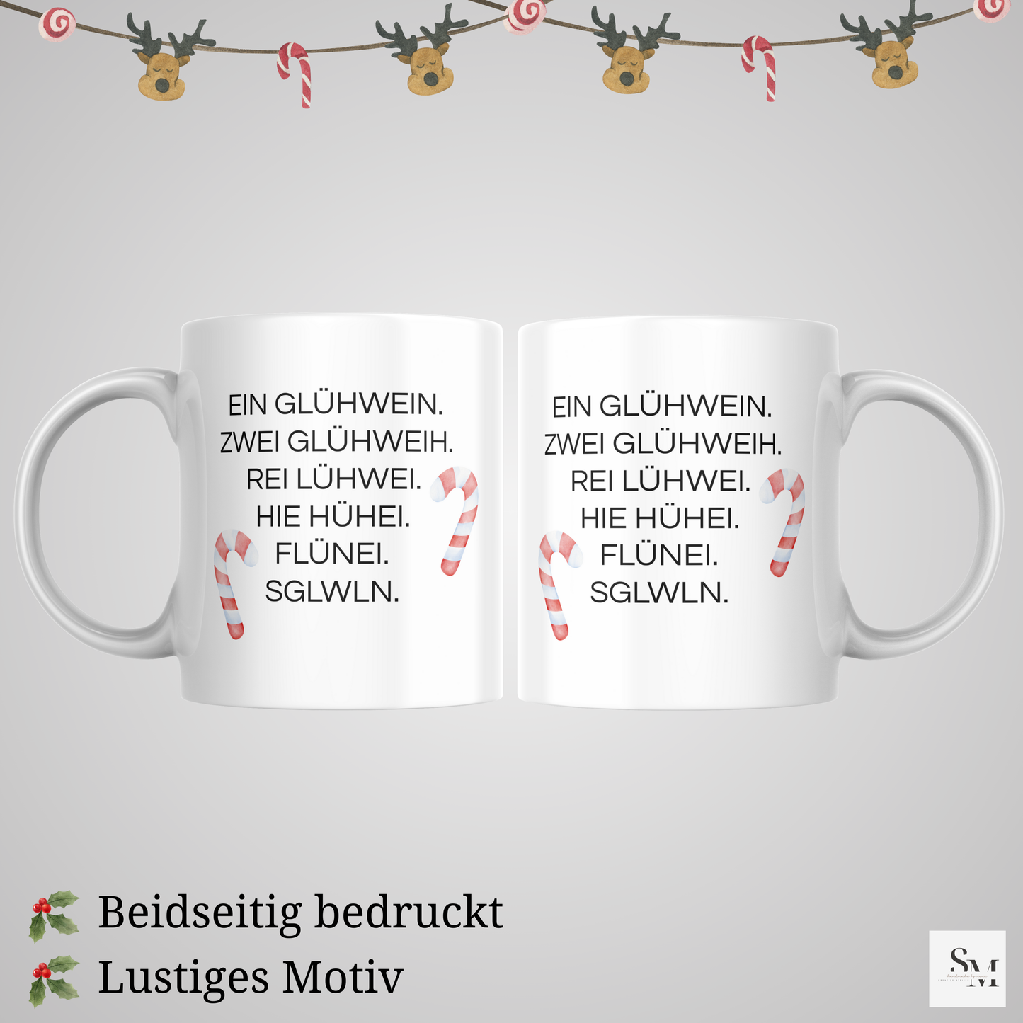 Ein Zwei Drei Glühwein Tasse | Weihnachtsmotiv Becher für Glühwein & Heiße Schokolade | Geschenkidee Weihnachten | Nikolaus | Kaffee Tasse