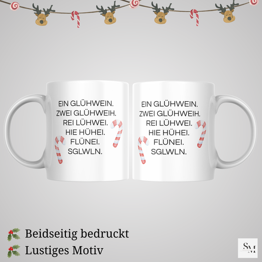 Ein Zwei Drei Glühwein Tasse | Weihnachtsmotiv Becher für Glühwein & Heiße Schokolade | Geschenkidee Weihnachten | Nikolaus | Kaffee Tasse