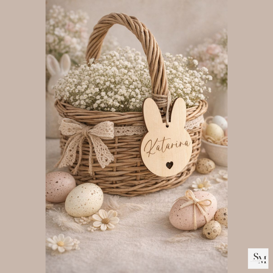 Personalisierter Oster-Anhänger – Hasenanhänger mit Name für Ostergeschenke & Osterkörbchen | mit Name | Ostern | Osternest | Osterkorb