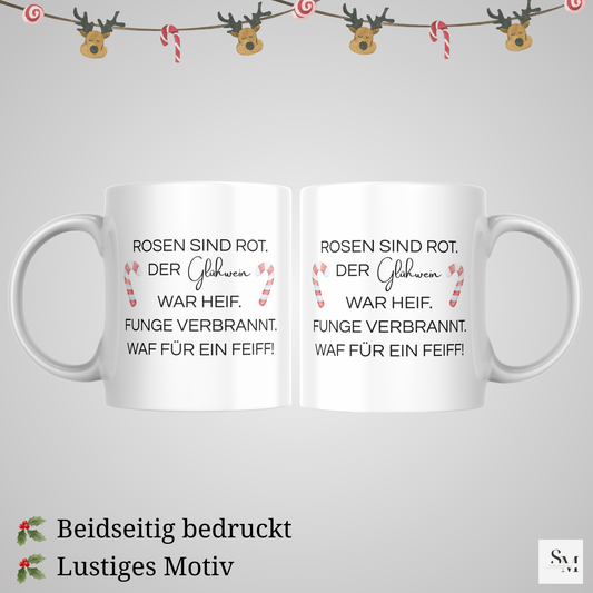 Rosen Sind Rot - Glühwein Tasse | Weihnachtsmotiv Becher für Glühwein & Heiße Schokolade | Geschenkidee Weihnachten | Nikolaus | Kaffeetasse