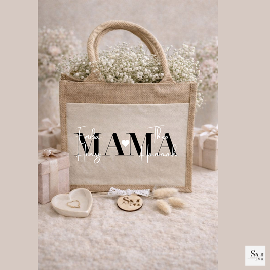 Personalisierte Jutetasche MAMA mit Kinder | Markttasche | Muttertagsgeschenk | Muttertag | Geschenk für Mama | Individuelle Geschenke